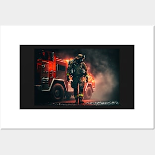 Firetruck on fire Posters and Art